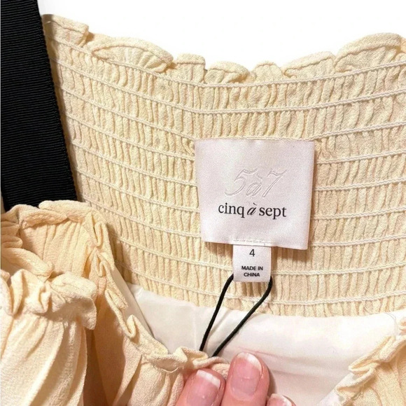 Cinq à Sept Cream and Black Midi Dress - Picture 9 of 10